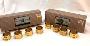 Vintage Baldwin Devon Brass Napkin Rings Set 8 Polished Brass Original Boxes